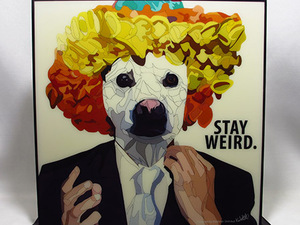 [ new goods No 553] pop art panel dog man STAY WEIRD