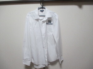 16 L ■LANDS! END■長袖ワーク シャツ■白■ワンポイント■ 送198■ USA古着