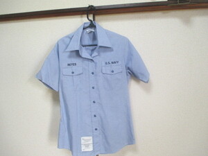 36(M) ■米軍 US NAVY DSCP ■半袖ワーク シャツ■ 送198 USA古着