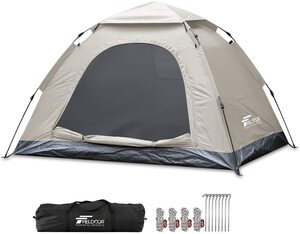 FIELDOOR ワンタッチテント 150 簡単設営 耐水 遮熱 UVカット ソロ 2人用 軽量 コンパクト 耐水圧 1,500mm以上 ※未使用