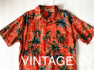 70's VINTAGE アロハシャツ レーヨン100% ハワイアンシャツ HAWAIIAN ヴィンテージ 70年代 オープンカラー 両胸ポケット 古着 輸入