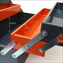 スチール工具箱 大容量 両開き型 3段 ツールボックス 42cm 橙×灰/21ч_画像6