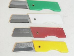 送料無料 昭和レトロ　レトロ文具ナイフ「ナルビー　カラーエースナイフ」白 黄色 緑 赤 4個 ビンテージ希少　現状品