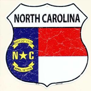 ノースカロライナ州 NORTH CAROLINA 標識型 州旗柄 アメリカンブリキ看板 アメリカ 雑貨 アメリカン雑貨