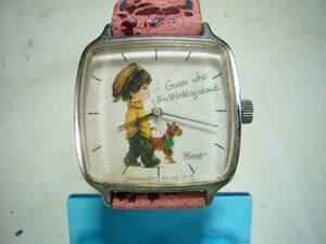 * Showa Retro mo pet moppets hand winding clock that time thing 