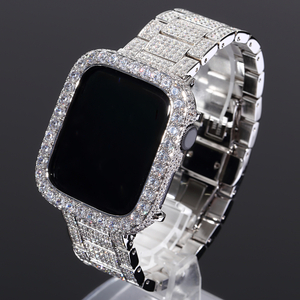  Apple watch band cover classical full custom complete set series 7/8/9[45mm] large grain CZ diamond bezel 