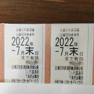 近鉄 株主優待 全線乗車券 2枚組 2022年7月末迄