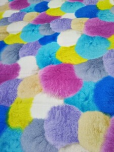 ポンポン ファープリント 110*100 ブルー系 オックス ハンドメイド 生地 ハギレ