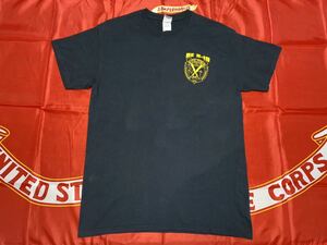 中古美品　us military be 5-19 UTILITIES construction company SGT コットンTシャツ　Mサイズ　ブラック