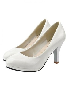  pumps 8. heel enamel beautiful legs casual business 23.5. white new goods unused B class goods NO.21