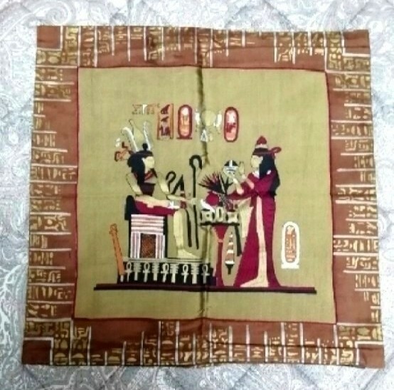 KHANITA タイシルク クッションカバー 絹 エジプト柄 ファラオ １枚