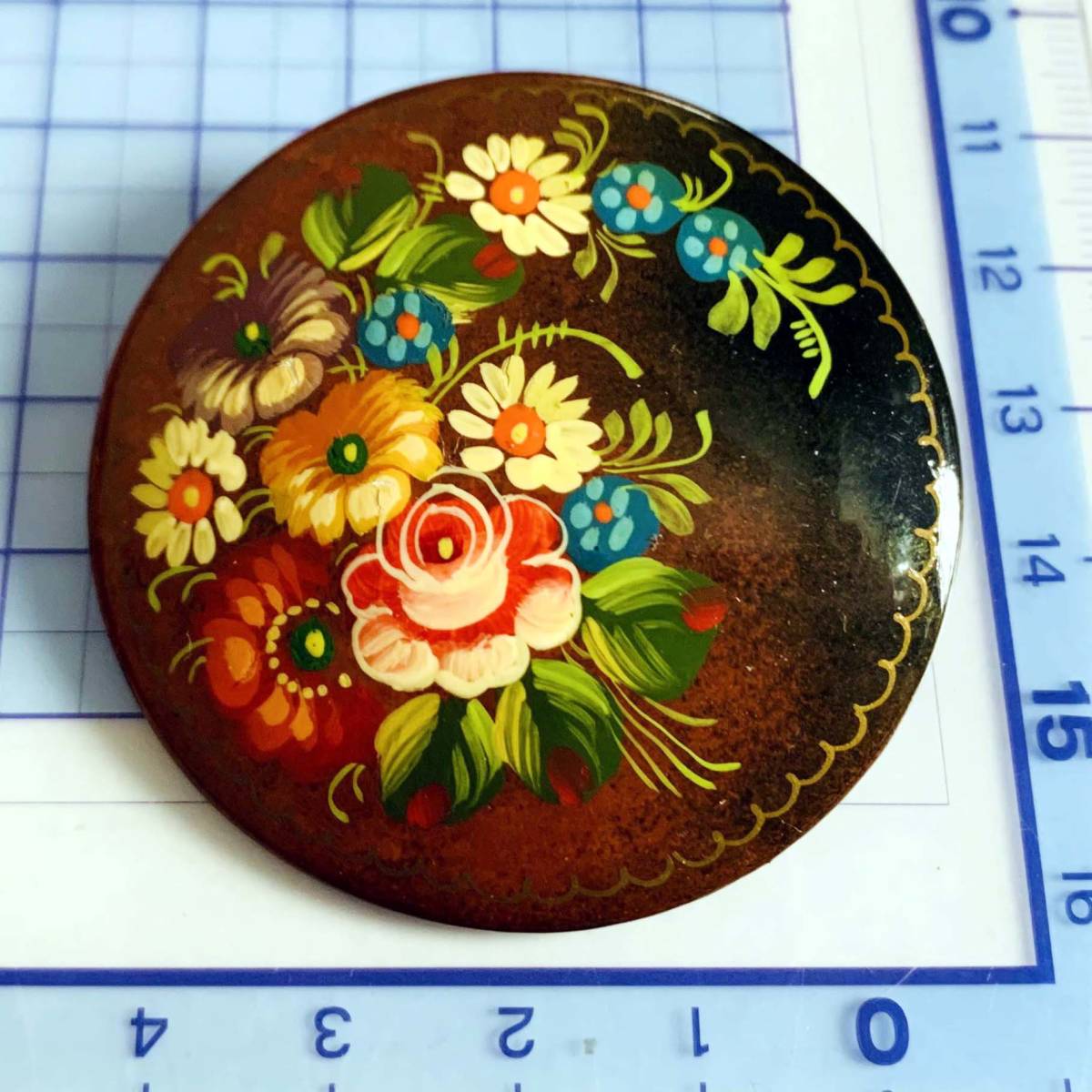 Good condition Russian artist signed hand-painted flower brooch NO.S380, ladies accessories, brooch, others