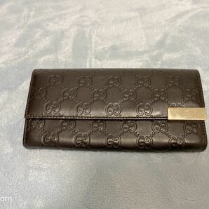 GUCCI グッチ 長財布 ファスナー付き ダークブラウン