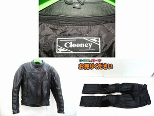 ●中古 クルーニー ★ サイズＭ シングルライダース レザージャケット レザーパンツ セット 革ジャン 革パンツ 上下セット clooney