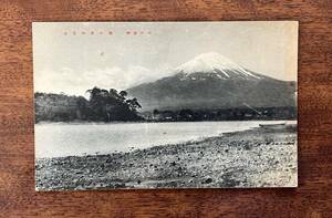 （絵葉書195）川口湖畔 鵜の島の富士 戦前 少ヤケ 富士山