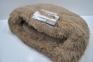 【PLT-5396】 1円～ 犬猫用ベッド 乗れてもぐれる ふわふわドームベッド ワイド シナモンの商品画像