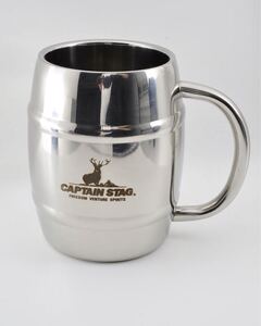 【キャプテンスタッグ】ダブルステン樽型マグカップ420ml【CAPTAIN STAG】