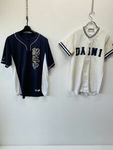 神奈川県　第二中学校　ベースボールシャツ　2枚セット　REWARD　Sサイズ　アシックス　Mサイズ　非売品　白/紺　G962洗濯済み