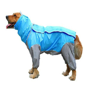 犬用レインコート 中型犬 大型犬 カッパ 合羽 雨具 防水 帽子付き 雨合羽 ブルー 26号