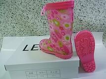 子供雨靴 レインシューズ長靴 030リボン付 ブランド品 ピンク色 19cm 長さ21,5cm_画像2