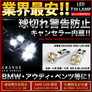 【抵抗付】 E46 3シリーズクーペ BMW LED ポジション スモールランプ 警告灯キャンセラー付 T10ウェッジ球 2個セット [H11.6～H16.8]