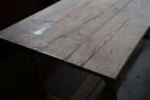 古い無垢材の木製スパイラル装飾脚のテーブル / 19世紀・北フランス / 古家具 古道具 古物 家具 机_画像7
