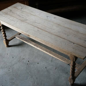 古い無垢材の木製スパイラル装飾脚のテーブル / 19世紀・北フランス / 古家具 古道具 古物 家具 机の画像2