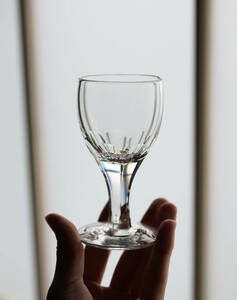 古い手吹きガラスのカットステム ビストログラス 一客 / 19世紀・フランス / アンティーク 古道具 ワイングラス