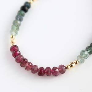 K18YG tourmaline necklace multicolor gold tourmaline necklace 319