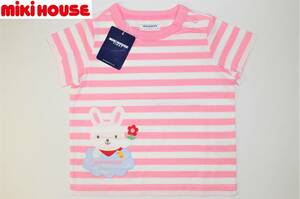 67　新品本物即決　70cm　ミキハウス　MIKI HOUSE FIRST　日本製　女の子用　半袖Tシャツ　うさぎピンク　有名ブランド　春夏用　出産準備