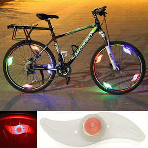 自転車ライト ホイールライト LEDライト 風車型 柳形状 LED ライト アクセサリー アウトドア サイクルライト 夜間 安全 レッド発光