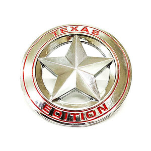 TEXASエディション スター プレート エンブレム ステッカー カスタム ラベル ドレスアップ カー用品 送料無料 シルバー×レッド