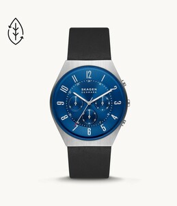 【正規品】スカーゲン　SKAGEN Grenen クロノグラフ ミッドナイトレザー サステナブル素材 42mm SKW6820