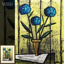 【真作】【WISH】ベルナール・ビュッフェ Bernard Buffet「青い紫陽花」リトグラフ 15号大 大作 直筆サイン 　　〇フランス巨匠 #22043162_画像1