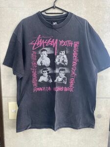 希少　STUSSY 4キッズフォトTシャツ　ブラック　サイズL オールドスケート　ステューシー クロタグ　