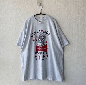 90s USA製 FRUIT OF THE LOOM プリント Tシャツ L Budweiser 半袖 古着 バドワイザー