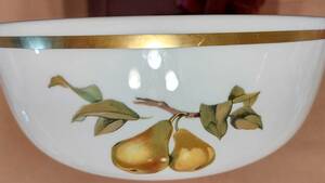 ８ 英国製 ROYAL WORCESTER ロイヤルウースター イブシャム サラダボウル 深皿 大鉢（25.5×9.5㎝1155g）