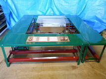 いろりテーブル 箱型焚き火台セット グリーン 折畳み 80cmテーブルに組替 焚火テーブル クリップ接続 ガルバ鋼材 自作_画像2