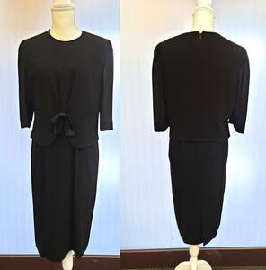 フォーマルワンピース 13号（13AR） 喪服 礼服 セレモニー 黒 BILL BLASS FORMAL◆ビルブラス 春夏秋