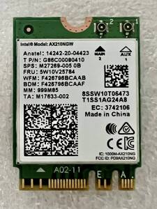 WiFi 6E Intel AX210NGW 802.11ax + Bluetooth 5.2 M.2/NGFF インテル ワイヤレスLANカード 送料無料!