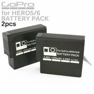GoPro HERO5 HERO6 カメラ用 大容量 リチウムイオン バッテリーパック 2個セット 互換 AHDBT-501 AHDBT-601 充電池