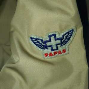 Papas パパス+ プラス 刺繍ロゴ ナイロンジャケット スプリングコート 春秋/メンズ/Lサイズ/ベージュ/日本製の画像9