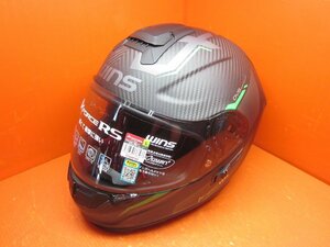 【N】未使用 WINS A-FORCE RS FLASH ヘルメット サイズL 58cm～60cm 2021年製 マットカーボン×ネオングリーン インナーバイザーあり