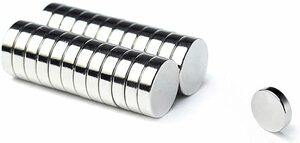 銀色 10*2mm－25個 磁石 超強力 小型 多用途 丸形マグネット 冷蔵庫、事務所、科学、工芸に最適 小型丸ディスク磁石 (