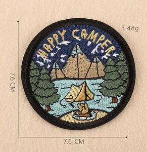 happy camperワッペン アウトドアワッペン outdoor キャンプワッペン キャンパーワッペン アイロンワッペン