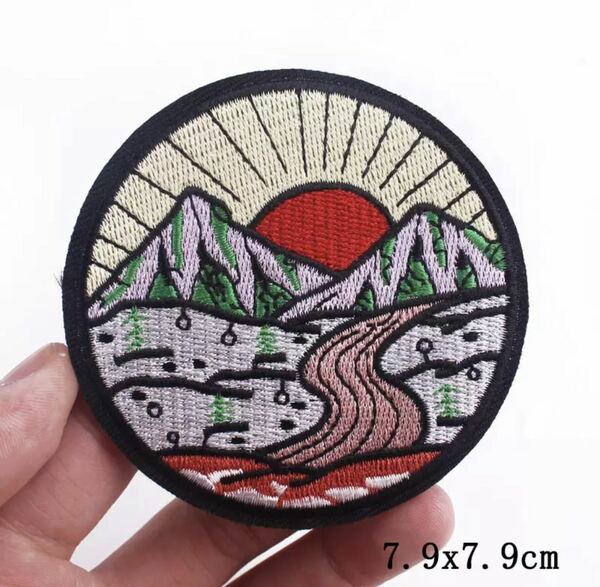 日の出ワッペン 山脈ワッペン 日本ワッペン アイロワッペン 刺繍ワッペン アイロンパッチ