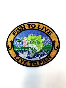 ブラックバスワッペン フィッシングワッペン フィッシュトゥーライヴ アップリケパッチ アイロンワッペン 刺繍ワッペン