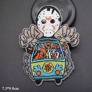 ホラーワッペン ホラーバスワッペン 恐怖のバスワッペン ゴーストファミリーワッペン アイロンワッペン 刺繍ワッペン アイロンパッチ