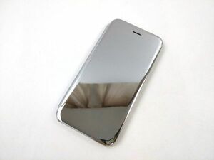 iPhone7/8 鏡面 手帳型ミラーフリップケース カバー 半透明 シルバー
