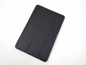 iPad mini4用 カバー PUレザー+ハードケース ブラック 薄型 三つ折り スタンド